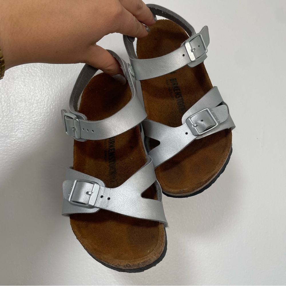 Birkenstock Rio Kids Metallic Silver Sandals Size 13/31 EU